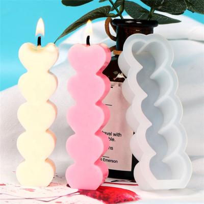 China Disposable Custom Glue Dropping Silicon Mold DIY Creative Love Heart Shape Candle Making Molds Silicone 3D Mold For For Heart Candle for sale