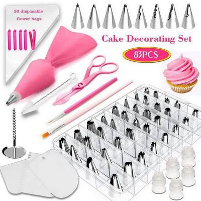 China MJ 83 Pcs Disposable Icing Piping Nozzle Pastry Fondant Making Tools Full Baking Accessories Supplies Cake Decorating Kit for sale