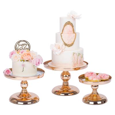 China Viable Gold Silver Round Mirror Crystal Beaded Dessert Cup Cake Holder Set Mini Wedding Hanging Decorating Tray Base Plate Tea Party for sale