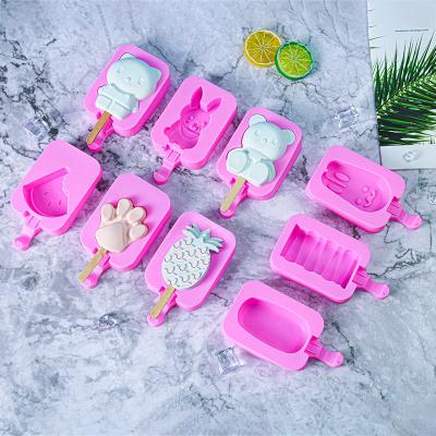 China Amazon Viable Hot Custom Baby Cute Silicone Ice Pop DIY Molds Cake Popsicle Mold Silicone Mold New Arrivals Custom With Lid for sale