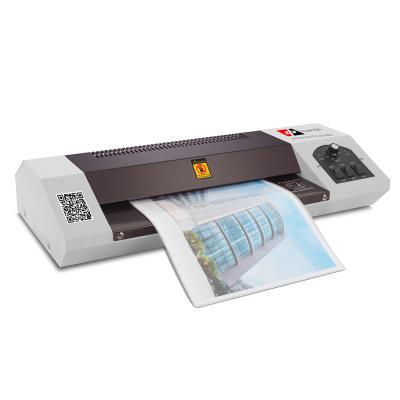 China Laminator Huanda Desktop Hot And Cold Machine For A4 Document Photo Plastic Sheet Roll Laminator A3 Laminating Machine for sale