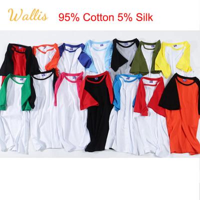 China Anti-Wrinkle Plain Male Crew Neck Raglan Sleeves Couple T-shirts Student Class Uniform Travel Collocation 95% Cotton 5%Silk Casual Good Tee for sale