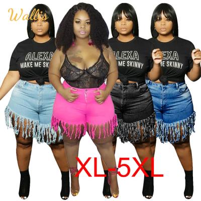 China Fat Millimeter Straight Denim Shorts Summer QUICK DRY Club Gear Fringed Tassel Slim Sexy Pants Plus Size Jeans Shorts for sale