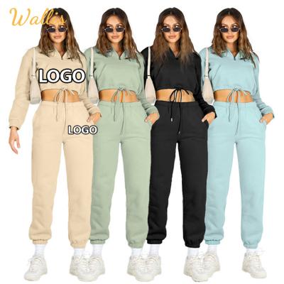 China Solid Color Breathable Women Casual Sweatsuits Two Piece Set 2 Piece Set Sweatshirt Sweatpants Autumn Winter Sweat Suits for sale