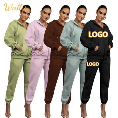 China Brand Breathable Logo Hoodies Jackets Jogger Pants Fashion 2 Set Women Two Piece Outfits Fall Clothes Women Sweatsuit Ladies Tracksuit for sale