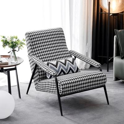 China Houndstooth single seat pattern single seat bedroom sofa cotton lounge chair modular canvas lounge chair for sale