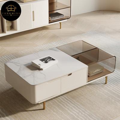 China Modern luxury(other)new design marble stone shape furniture home factory price Nordic unique adjustable natural top coffee table set for sale