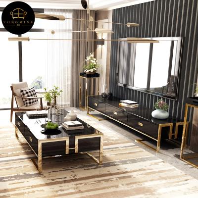 China (Other) Modern adjustable hot selling living room furniture living room furniture TV cabinet light luxury European style coffee table cabinet for sale