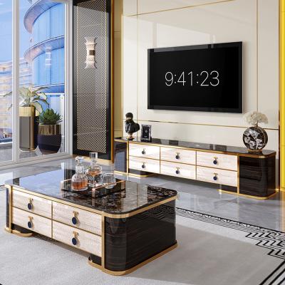 China (Others)Adjustable Modern TV Stand Living Room Furniture TV Stand Combination Marble TV Stand and Coffee Table Set for sale