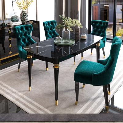 China Contemporary Luxury Modern Marble Dining Table Set (Other) Adjustable American Style and Chairs 6 Dining Room Furniture for sale