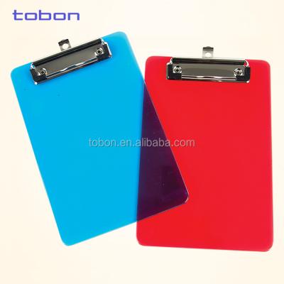 China Small PS A5 Plastic Material Clip Board Plastic Transparent Clipboard for sale