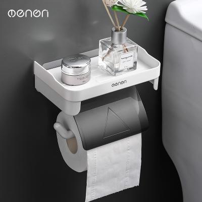 China Punch Free Wall Mounted Plastic Waterproof Holder Viable Plastic Paper Towel Holder Roll Toilet Rack Storage for sale