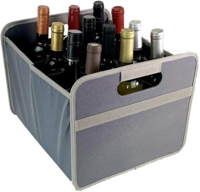 China Sustainable Storage Bottle Box Container Oxford Cloth Wine Carrier With Removable Divider for sale