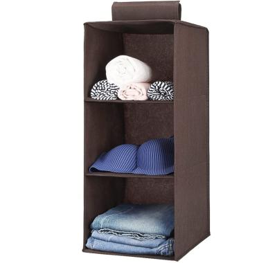 China Household Minimalist Dots 3 Tiers Folding Fabric Hanging Shelf For Closet Storage Organizer With 2 Widen Straps for sale