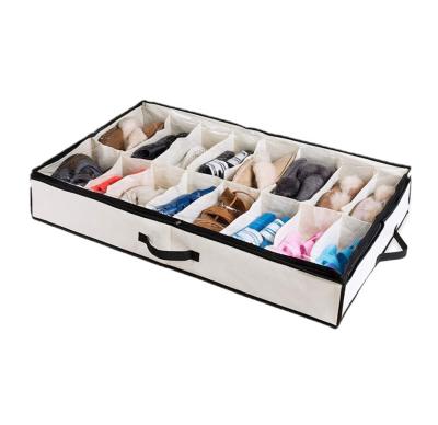 China 16 Pair Underbed Container Solution Shoe Box Viable Bins With Clear Lid Under Bed Shoebox Storage for sale