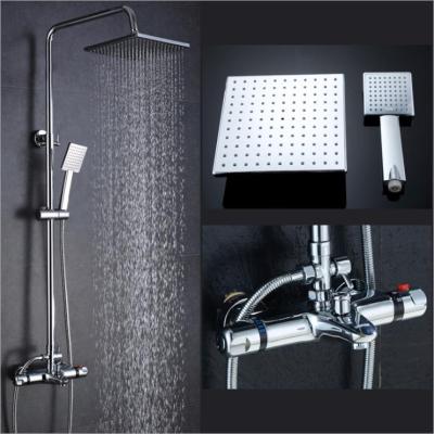 China Chrome Free Slide Bar Brass Thermostatic Bath Faucet Bathroom Shower Faucet Polish And Shower Set Tub Faucet Set for sale