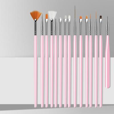 China NAIL 15pcs Nail Brushes White Black Nail Art Liner Acrylic Brushes Pink Color Kolinsky Hair for sale