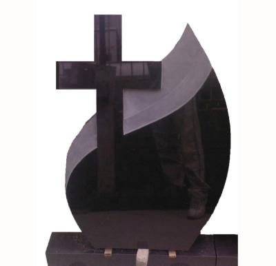 China EUROPEAN Shanxi Headstone Black Cheap Cross Headstone Granite Grave Monument for sale