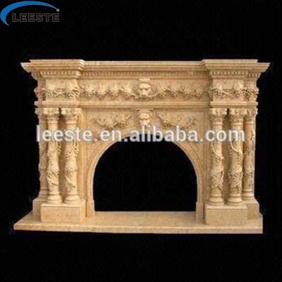 China EUROPEAN Hot Selling Beige Hand - Carved Marble Fireplace Mantel for sale