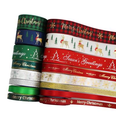 China Vivid color fastness. Amazon Cheap Hot Sale Personalized Luxury Grosgrain Satin Ribbons Set Logo Christmas Ribbon Assorted Custom Made for sale