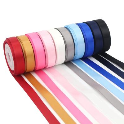 China Recyled Huihuang Custom 196 Colors Wholesale Face Roll Bundle Soild Double Color Satin Ribbon for sale