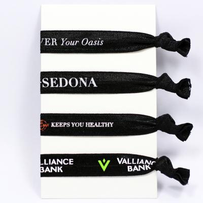 China Hair Accessories/Huihuang Women Girls Hair Accessories Custom Logo Ink Printing Black White Knot Elastic Hair Tie Wristband/Ribbon for sale