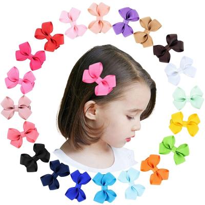 China Eco-Friendly Wholesale Solid Color Grosgrain Mini Clip Hair Bows Ribbon For Babies Kids for sale