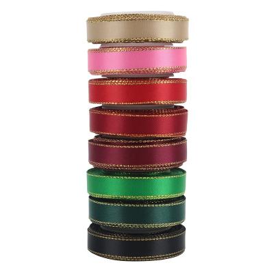 China Fashion Personalized Gold Edge Satin Ribbon Set Gift Luxurious Outdoor Ribbon From Huihuang Ribbon Manufacturer for sale