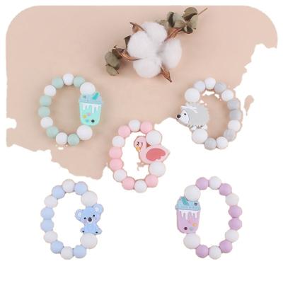 China Soft Toy Diy Baby Care Bracelet Making Silicone Beads Chewing Teether Rattle Toys for sale