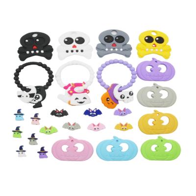 China Soft Toy Halloween Pumpkin Teething Bracelet New Design Promotional Discout Beads Teether Toys for sale