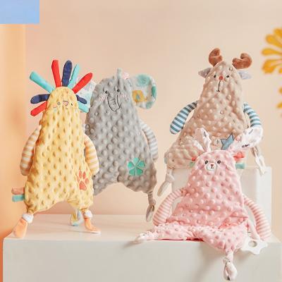 China 0-3 Years Newborn Baby Toys Cute Elephant Shape Minky Dotted Safety Soothing Blanket Toys for sale