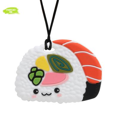 China Wholesale Safety Soft Pendant Sushi Shapes Food Grade Silicone Chew Necklace Pendant Baby Teether for sale