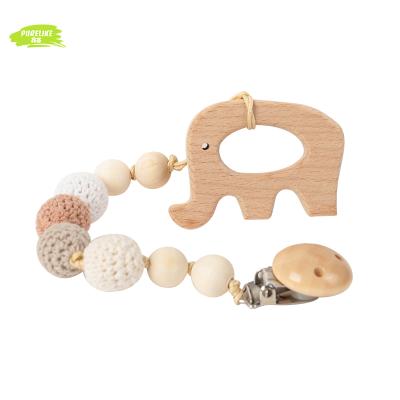 China Wholesales Eco-Friendly DIY Crochet Wooden Bead Teether Animals Pendant Infant Chew Toys for sale