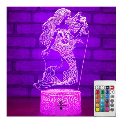 China Draagbare Acryl RGB LEIDENE van de Meermin 3D Lamp 16 Kleuren Slimme Aanraking Te koop