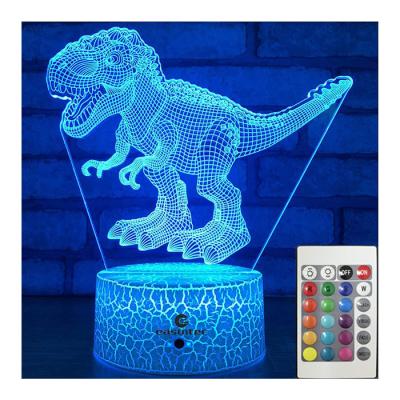 China ROHS-de Nachtlicht van de Dinosaurus 3D Illusie met Verre Aanraking 16 Kleuren het Veranderen Te koop