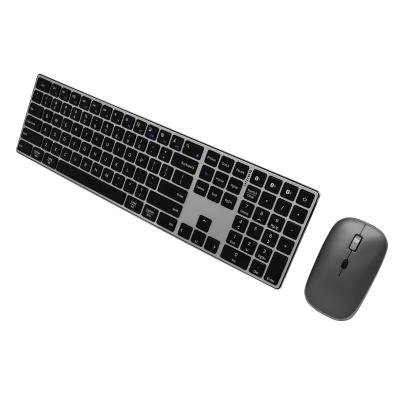 China For Home Office 2021 Ultral-thin wireless ergo laptop rechargeable aluminum alloy 109 key keyboard mouse combos for sale