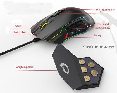 China Professional finger china factory direct to supply OEM adjustable gaming mouse DPI RGB LED light gaming mouse for sale