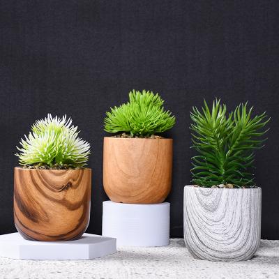 China Small Retro Country Style Flowerpot Cement Water Transfer Succulent Plant Wooden Concrete Minimalist American Grain Potted for sale