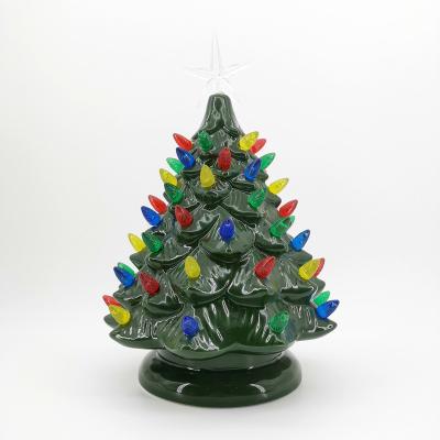 China Wholesale CERAMIC Indoor Office Porch Christmas Decoration Home Christmas Factory Table Small Ceramic Christmas Tree Tree With Lights for sale