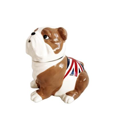 China New Design Microwavable Cute Dog Shape Jars Handmade Ceramic Candy Cookie Coffee Pot With Lid For Home Decoration Wholesaler for sale