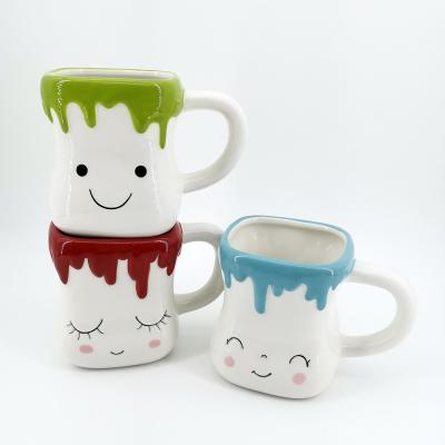 China Viable Wholesale Cute Ceramic Mug Marshmallow Mug Colorful Chocolate Tea Coffee Mug for sale