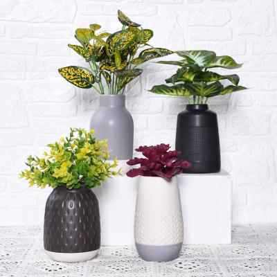 China Retro American Style Art Vase Home Window Decoration Minimalist Modern Farmhouse Ornaments Ceramic Black Flower Vase for sale