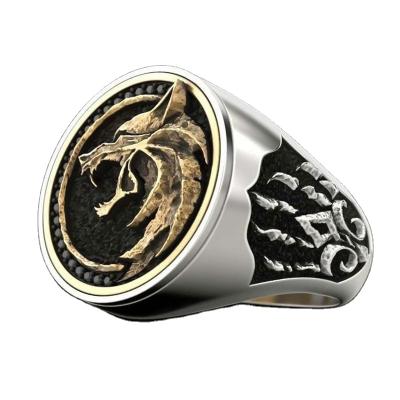 China New Trendy Hip HopPunk Viking Men Rings Jewelry Vintage Style Witch Hunter Wolf Claw Skull for sale