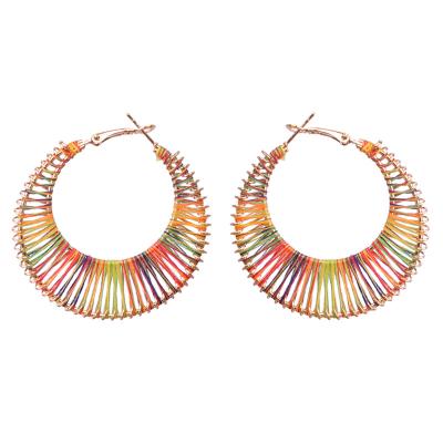 China Dr. Jewelry Hot Sale CLASSIC Double Circle Cloth Earrings Statement Colorful Hoop Earrings For Women Fashion for sale