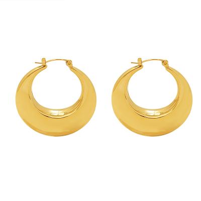 China Dr. Jewelry Vintage Design TRENDY Steel 18K Titanium PVD Gold Plated Earrings Big C Shaped Circle Fashion Women Earings for sale