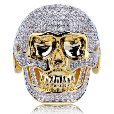 China Hiphop Full Diamond Zircon Hip Hop New Dr. Jewelry Overstatement Skull Diamond Rings For Men Trend Ring Gift for sale