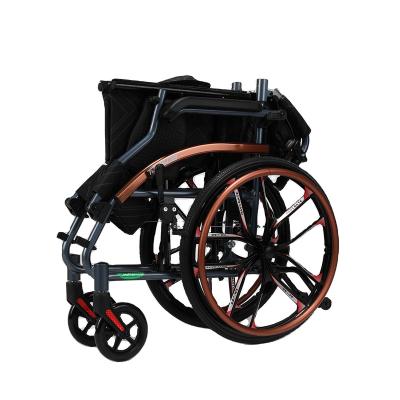 China Health Care Magnesium Alloy Steel Frame Chrome Plated Lightweight Advanced Manual Aluminum Wheelchair With Armrests for sale