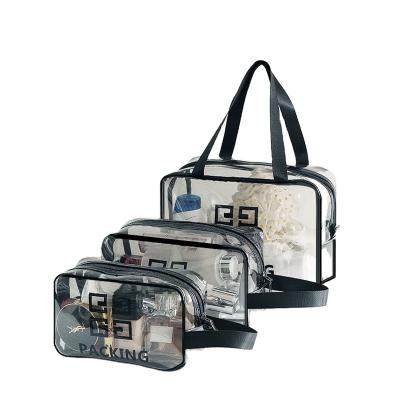 China Wholesale Waterproof Polyester Toiletry Bag Transparent Clear Cosmetic Bag Set for sale