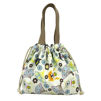 China Polyester Insulated Japanese Lunch Bag Cute Drawstring Waterproof for sale