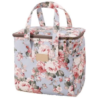 China Polyester Floral Designer Insulated Lunch Bag Personalized Large For Women for sale